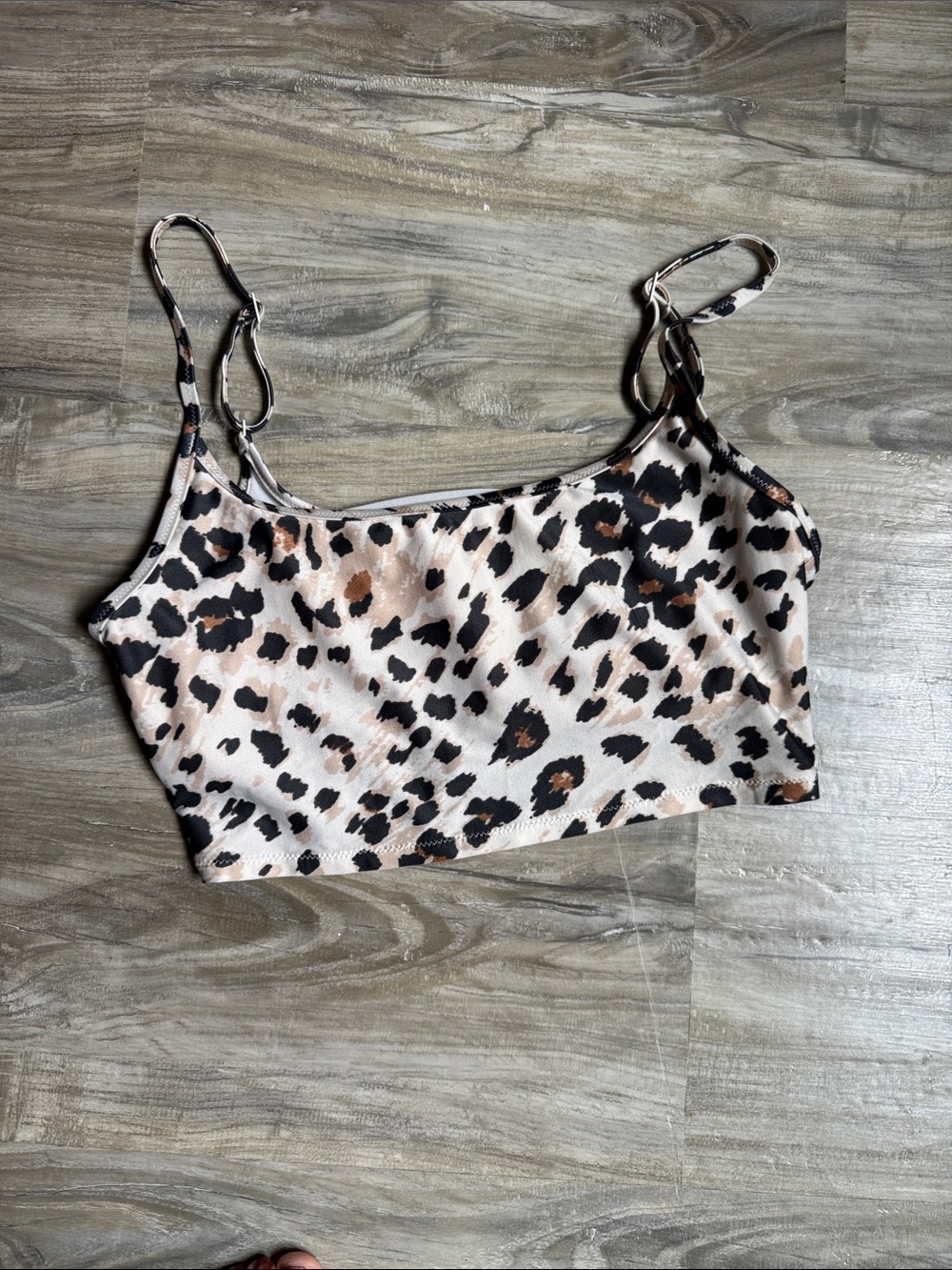 Leopard Print Beige Cami Crop Top